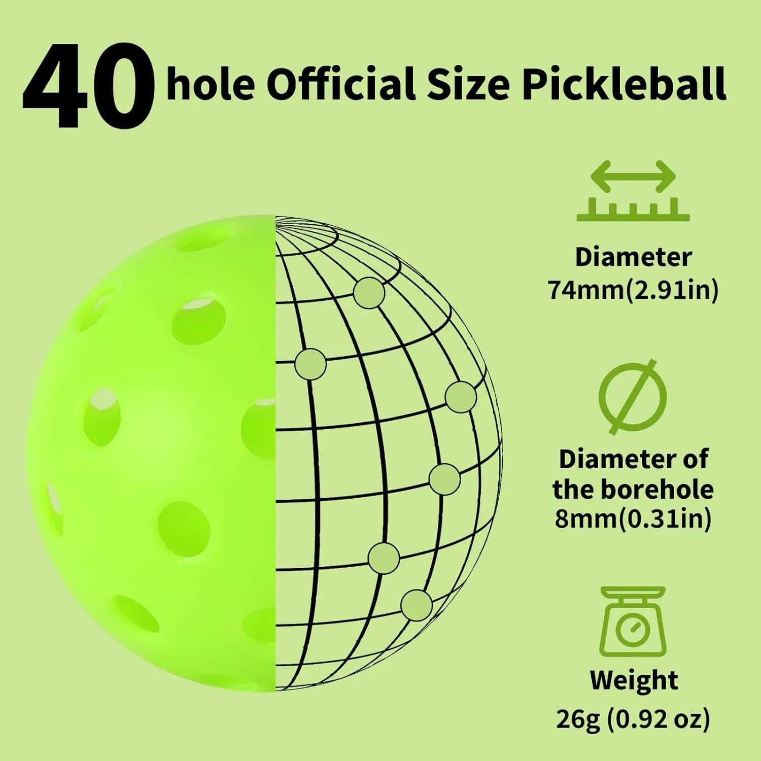 Outdoor Pickleball Balls (40-Hole Precision)