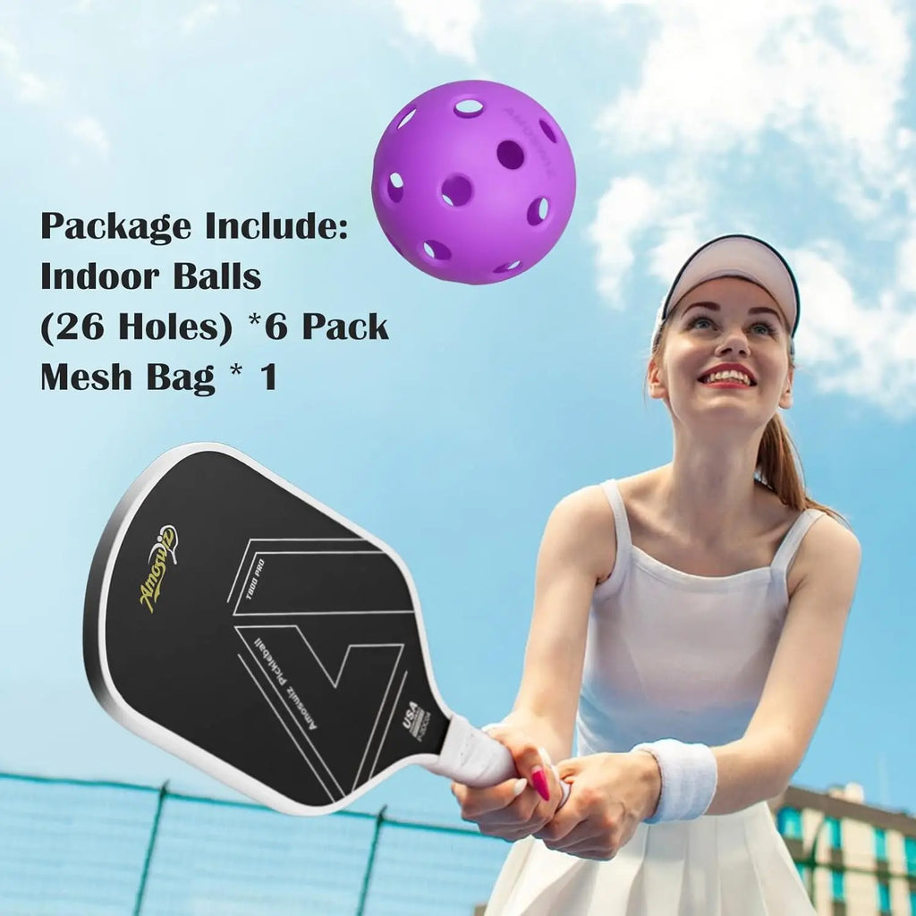 Indoor Pickleball Balls (6-Pack, 26-Hole)
