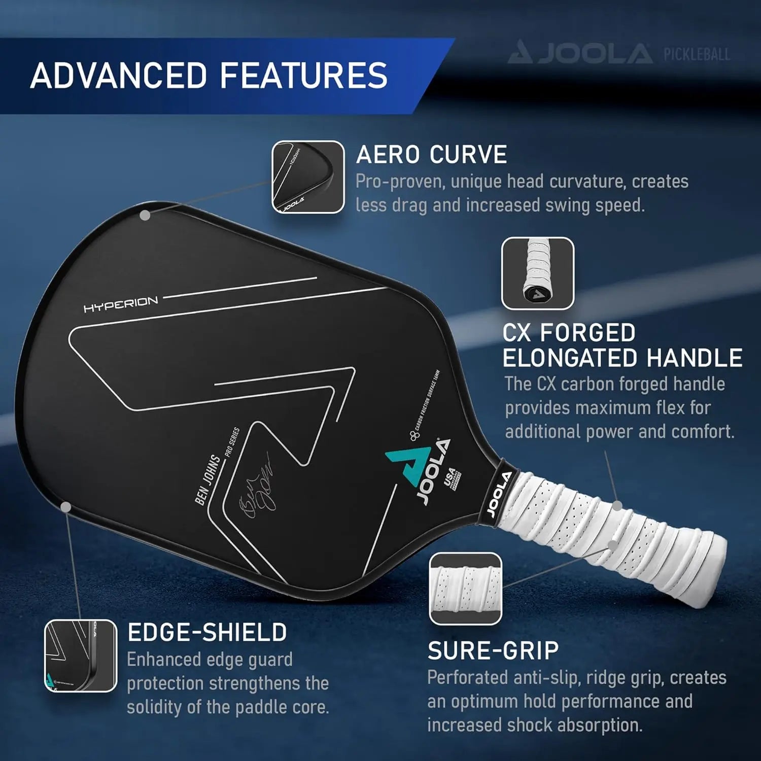 USAPA Carbon Paddle (High Spin Grip)