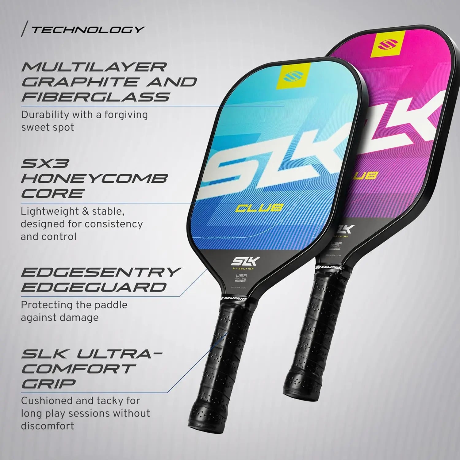 Graphite & Fiberglass Paddle Set (Honeycomb Core)