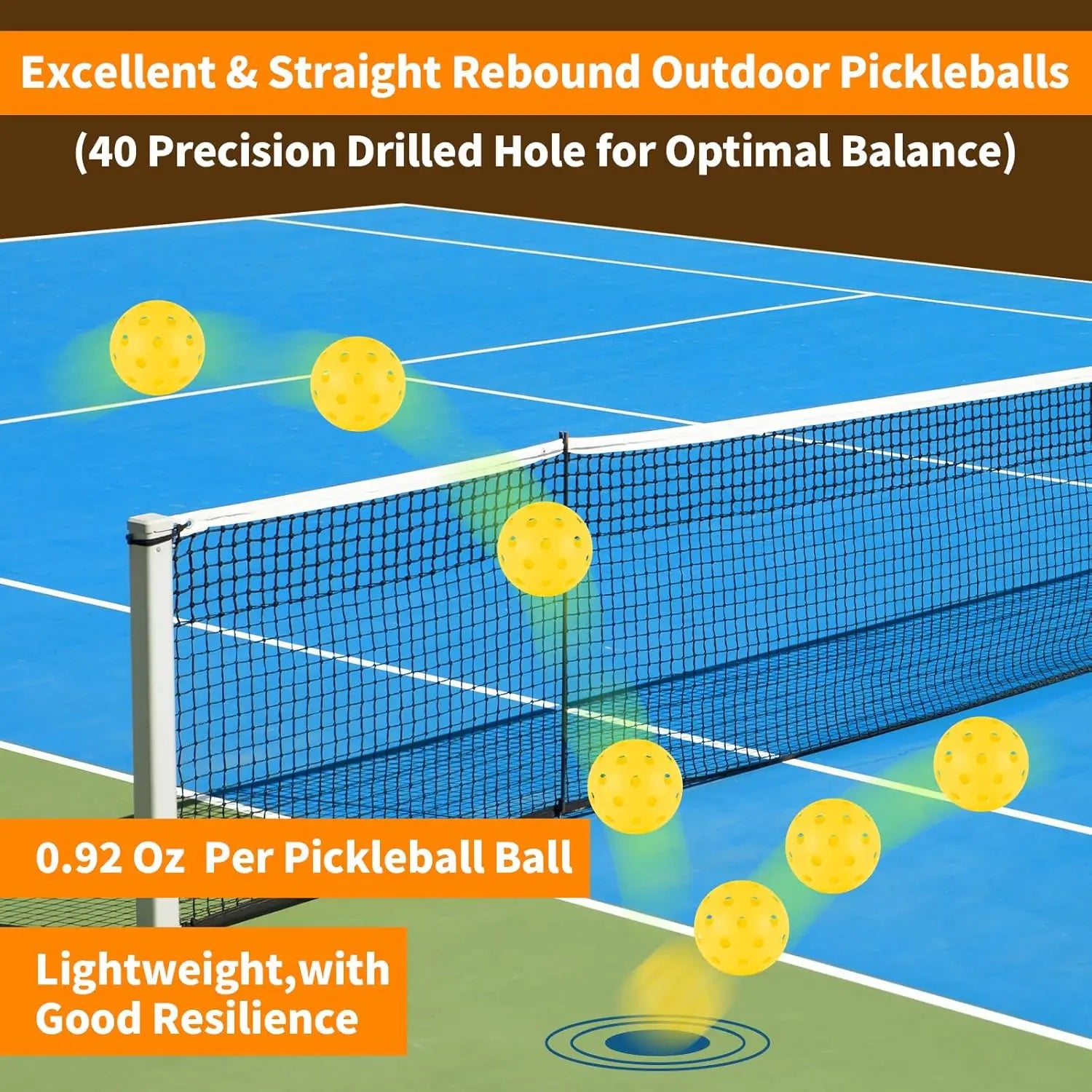 Outdoor Pickleball Balls (40-Hole Durable)