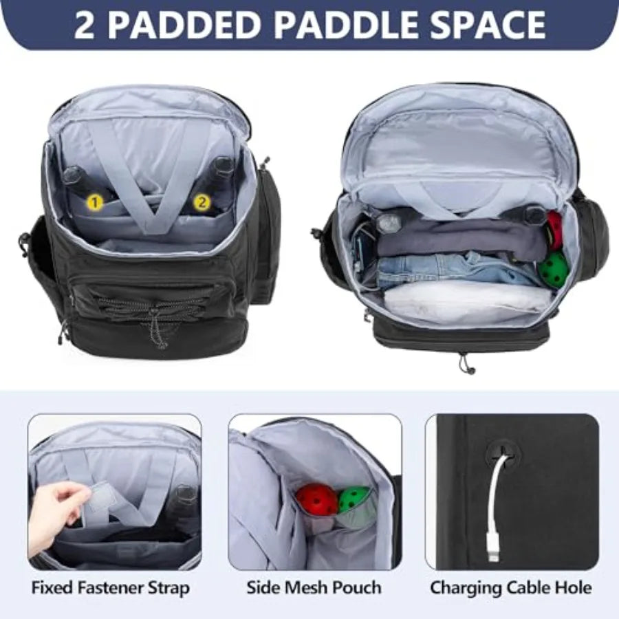 Pickleball Paddle Backpack (4 Rackets + Shoe Compartment)