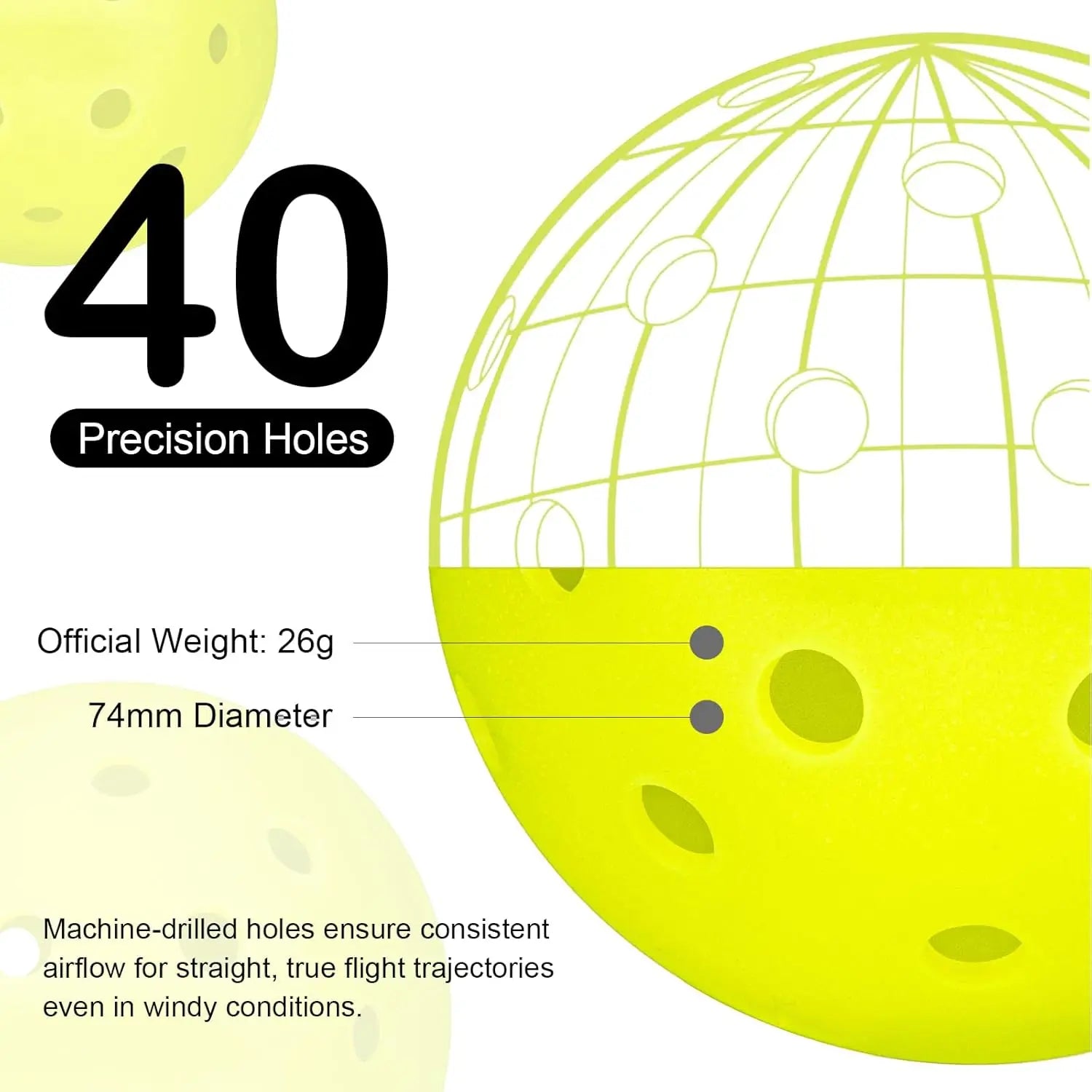 Outdoor Pickleball Balls (USAPA, High-Vis)