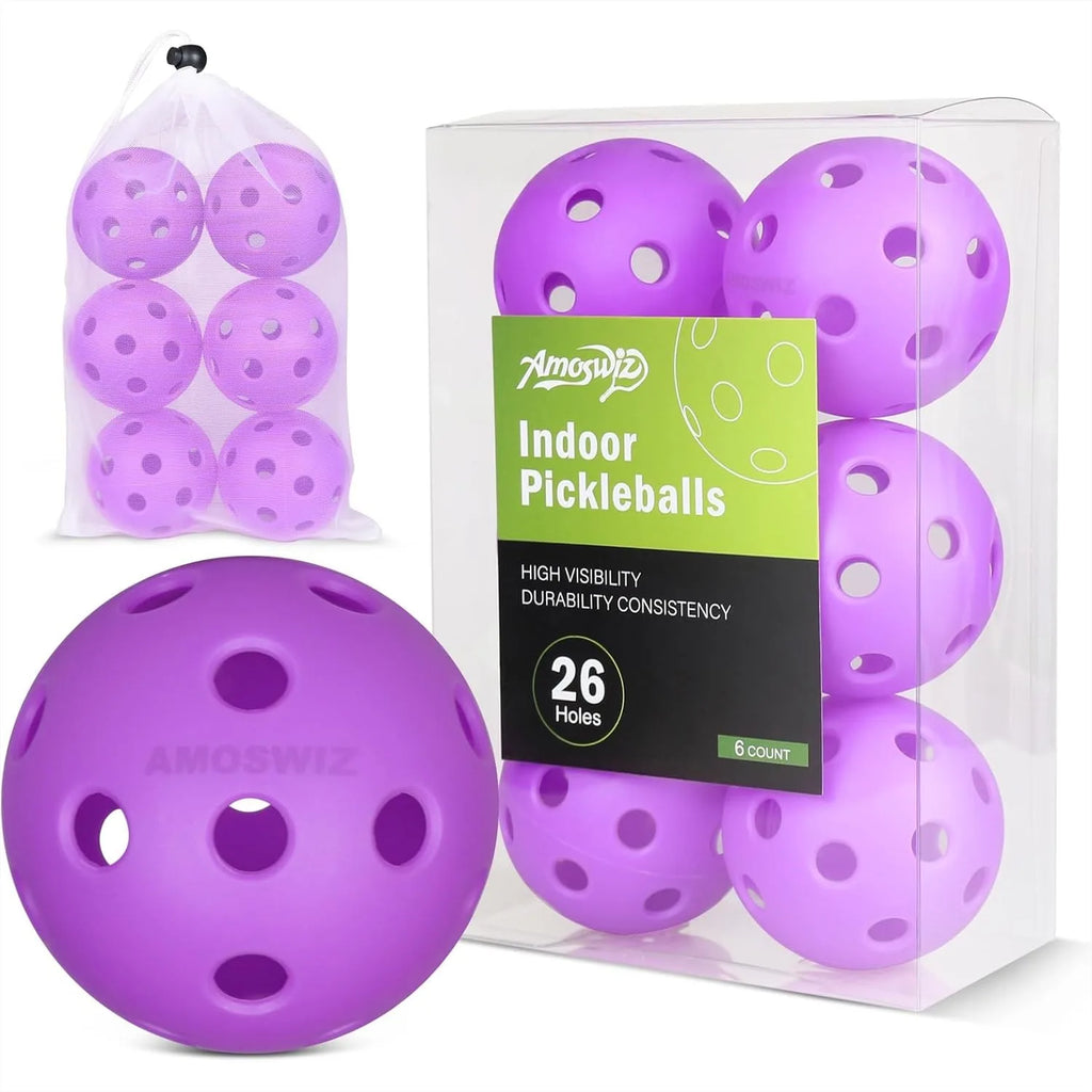 Indoor Pickleball Balls (6-Pack, 26-Hole)