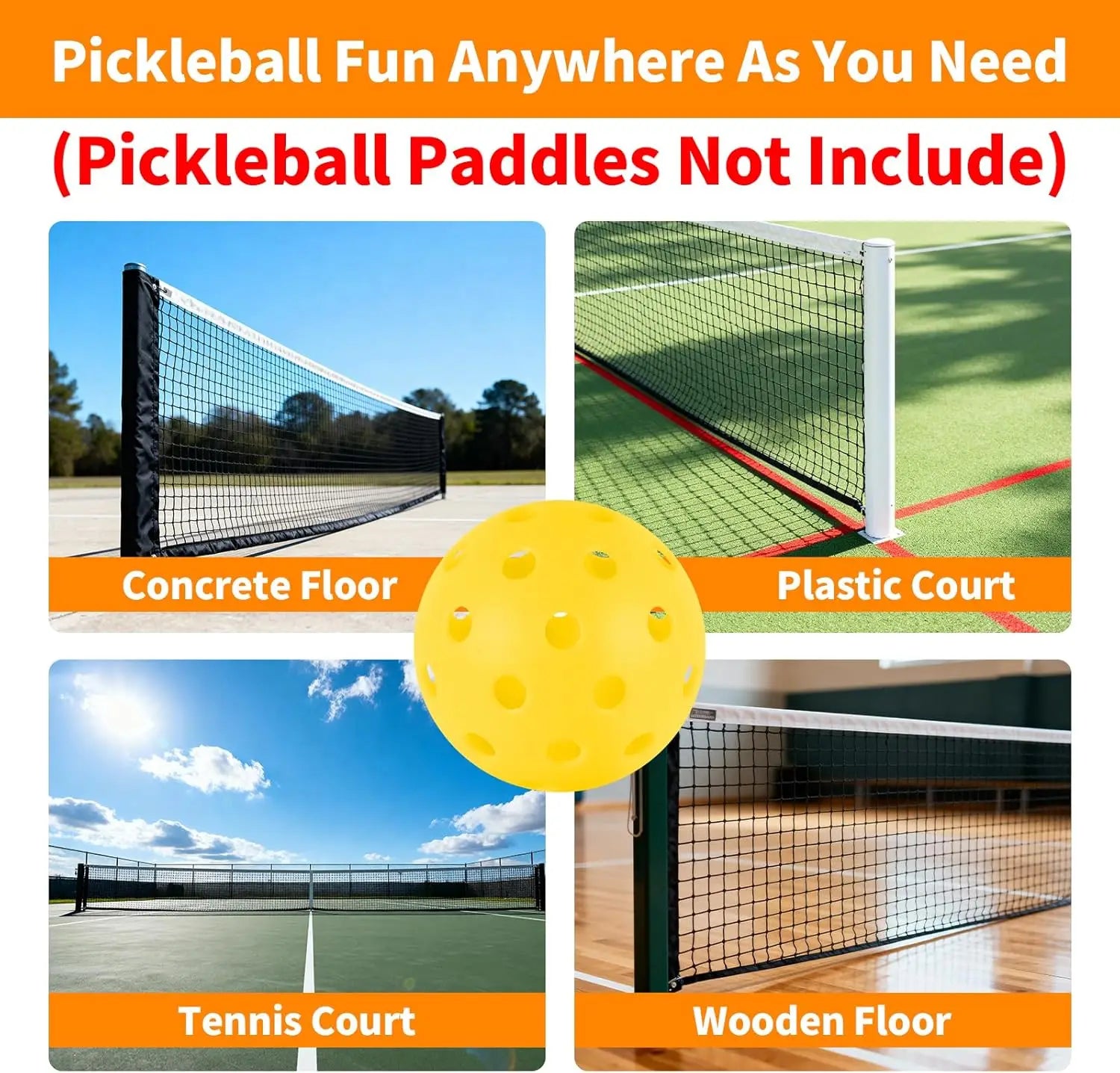 Outdoor Pickleball Balls (40-Hole Durable)