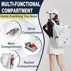 Tennis & Pickleball Backpack (2 Rackets + Shoe Compartment)