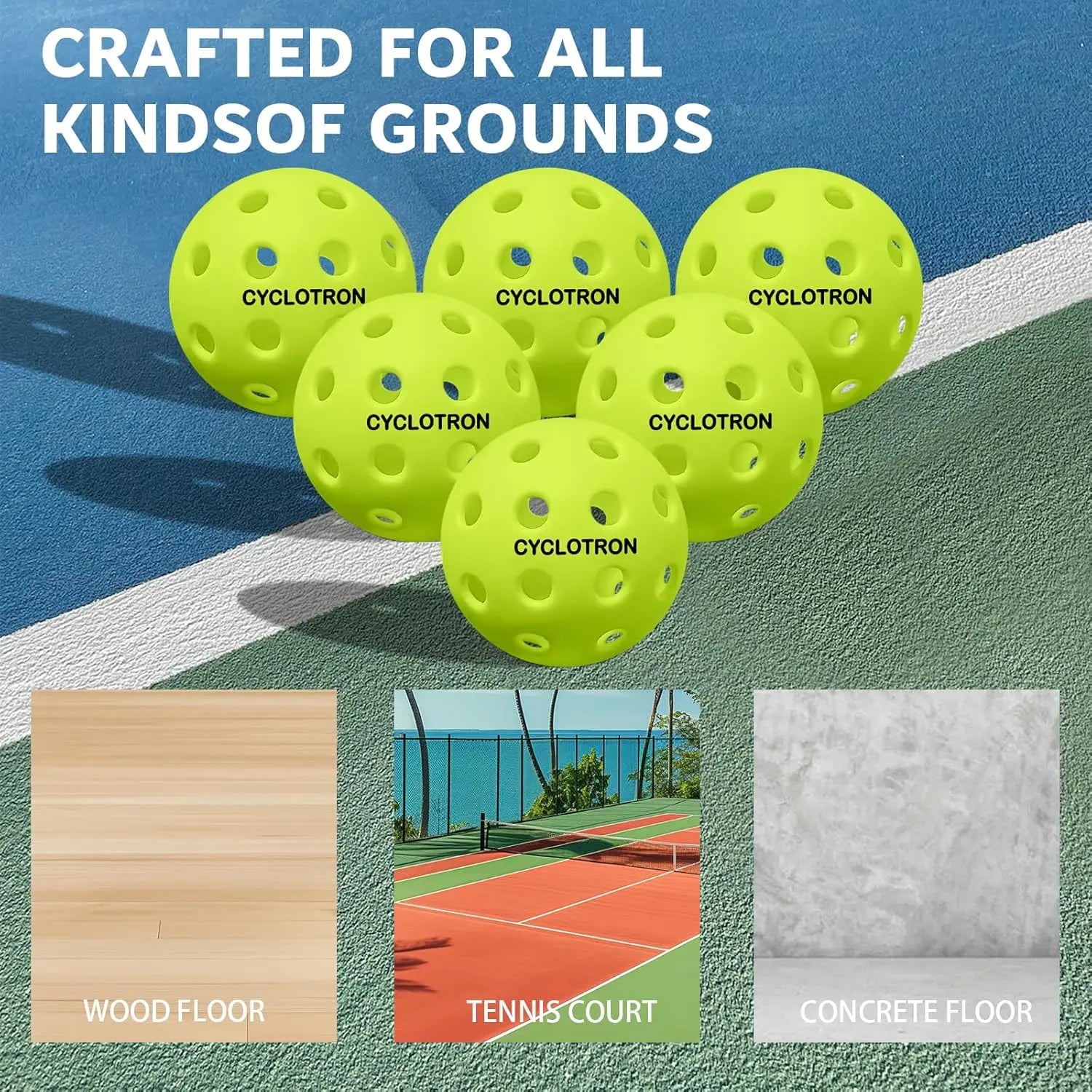 Pickleball Balls (6-Pack, Indoor/Outdoor)