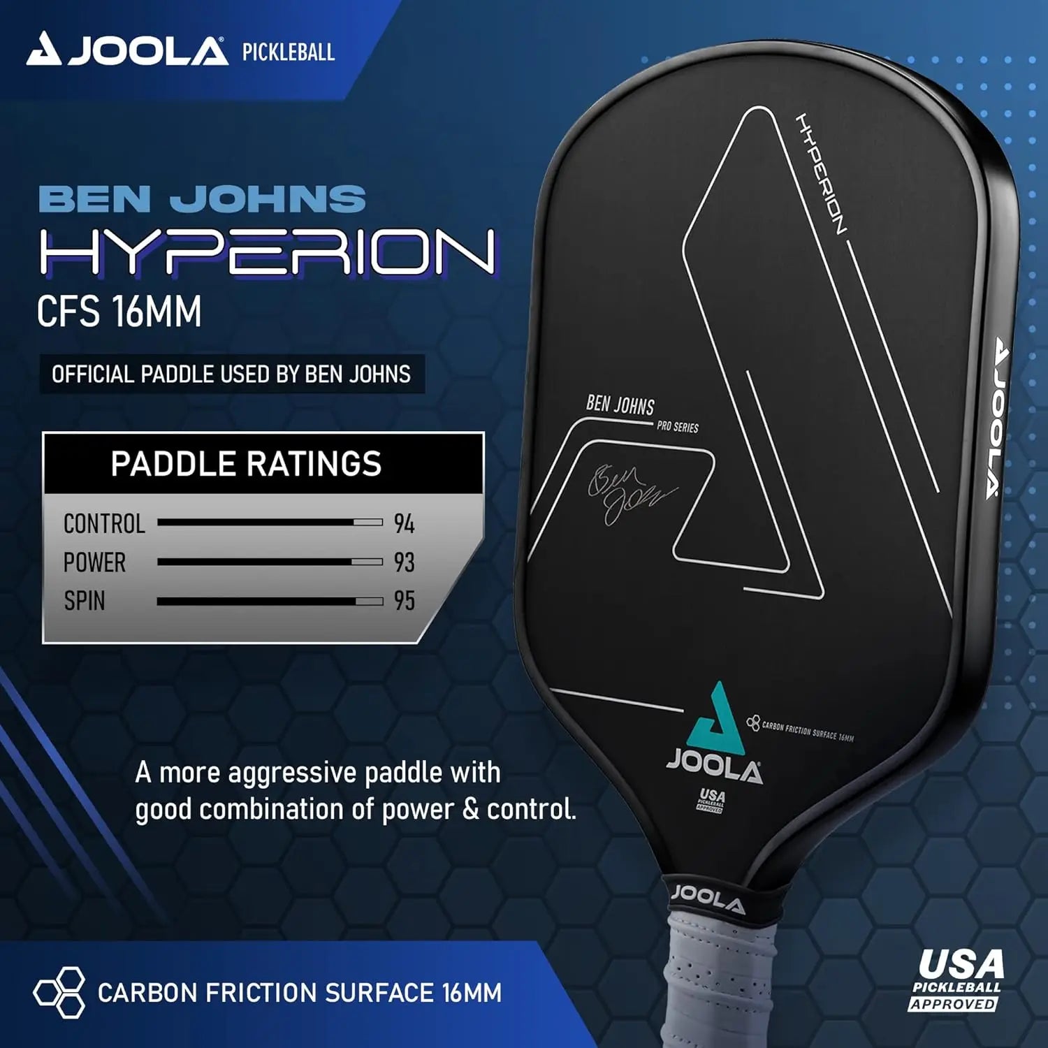 USAPA Carbon Paddle (High Spin Grip)