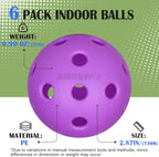 Indoor Pickleball Balls (6-Pack, 26-Hole)