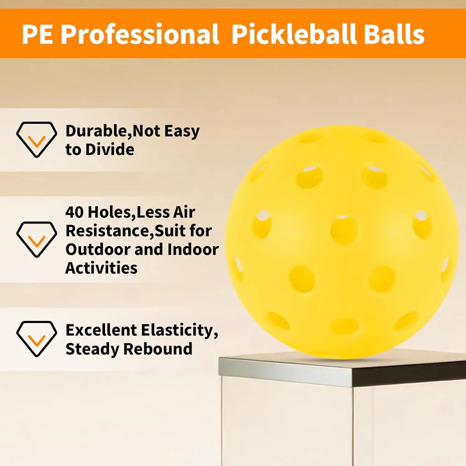 Outdoor Pickleball Balls (40-Hole Durable)