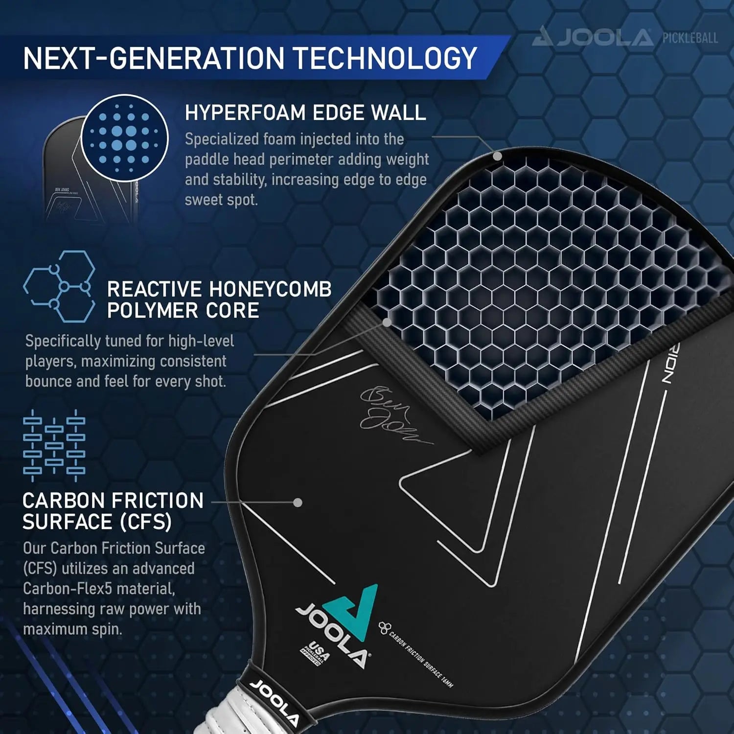 USAPA Carbon Paddle (High Spin Grip)