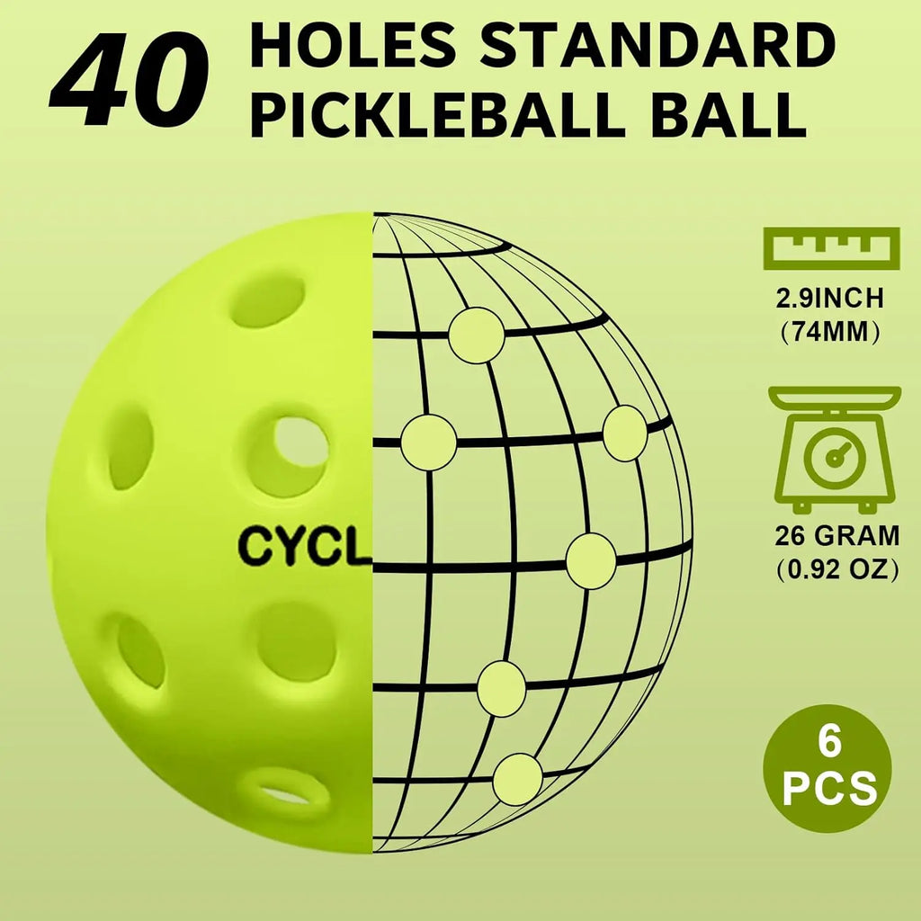 Pickleball Balls (6-Pack, Indoor/Outdoor)