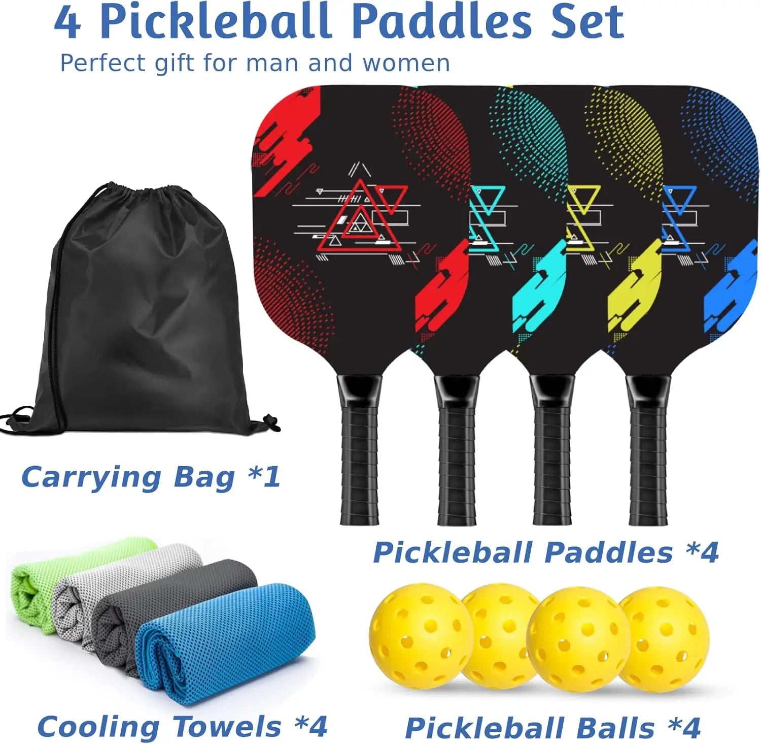 Pickleball Starter Set (4 Wood Paddles + Kit)