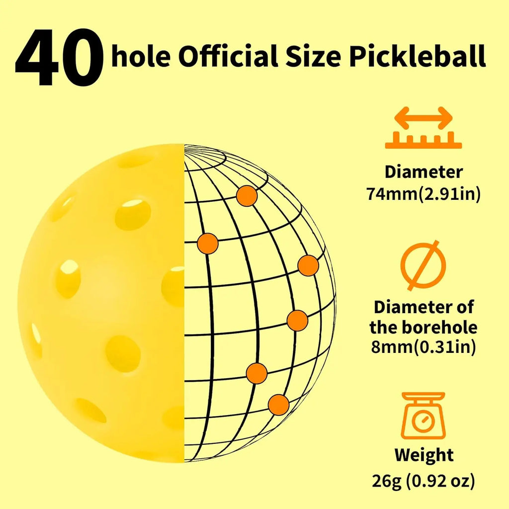Outdoor Pickleball Balls (40-Hole Durable)